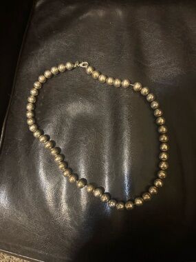 Gold Toned Beaded Necklace - Classic Metallic Strand